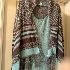 Vanity Gray and Blue Cardigan Top